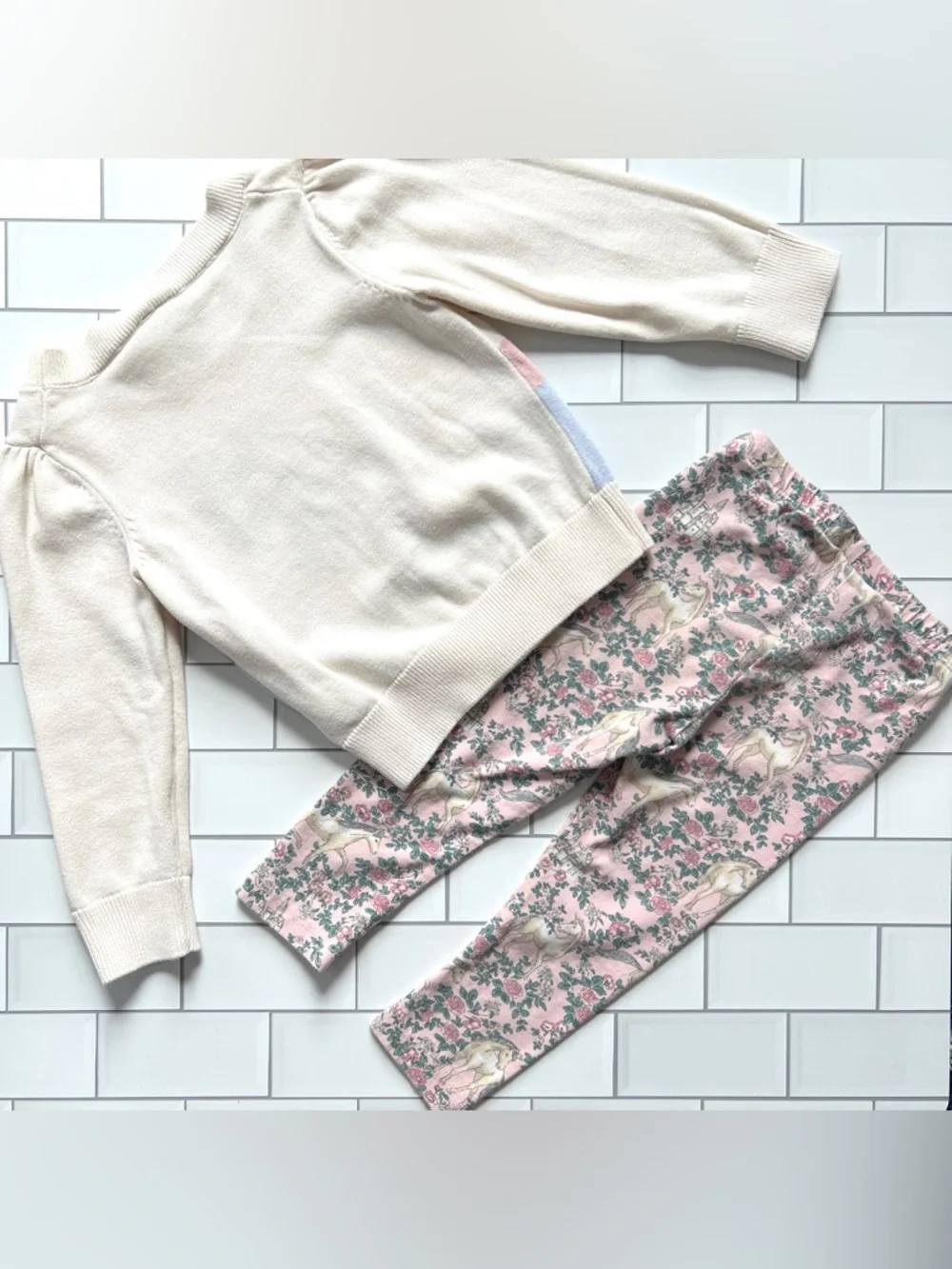18-24M🦢 Janie & Jack Swan Lake Puff Sleeve Sweater Castle Unicorn Floral Legging